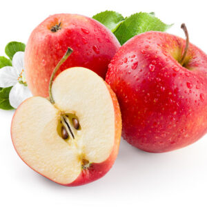 red-apple-fruit-with-drops-and-leaves-with-clipping-path